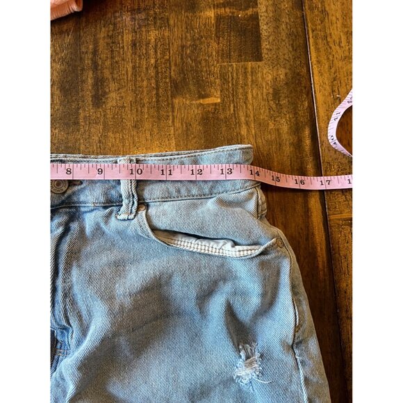 Rewash Raw Medium Wash Hem Super High Rise Denim Jean Shorts Size 9 - Picture 5 of 7